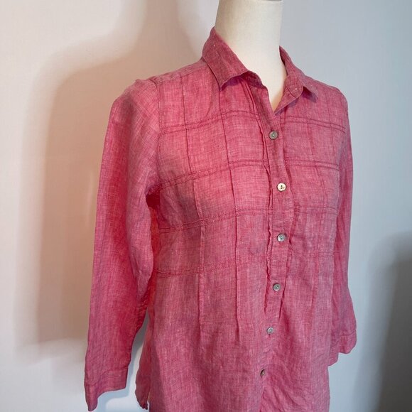 J. Jill Pink Love Linen Shirt size XS Petite - Picture 2 of 4